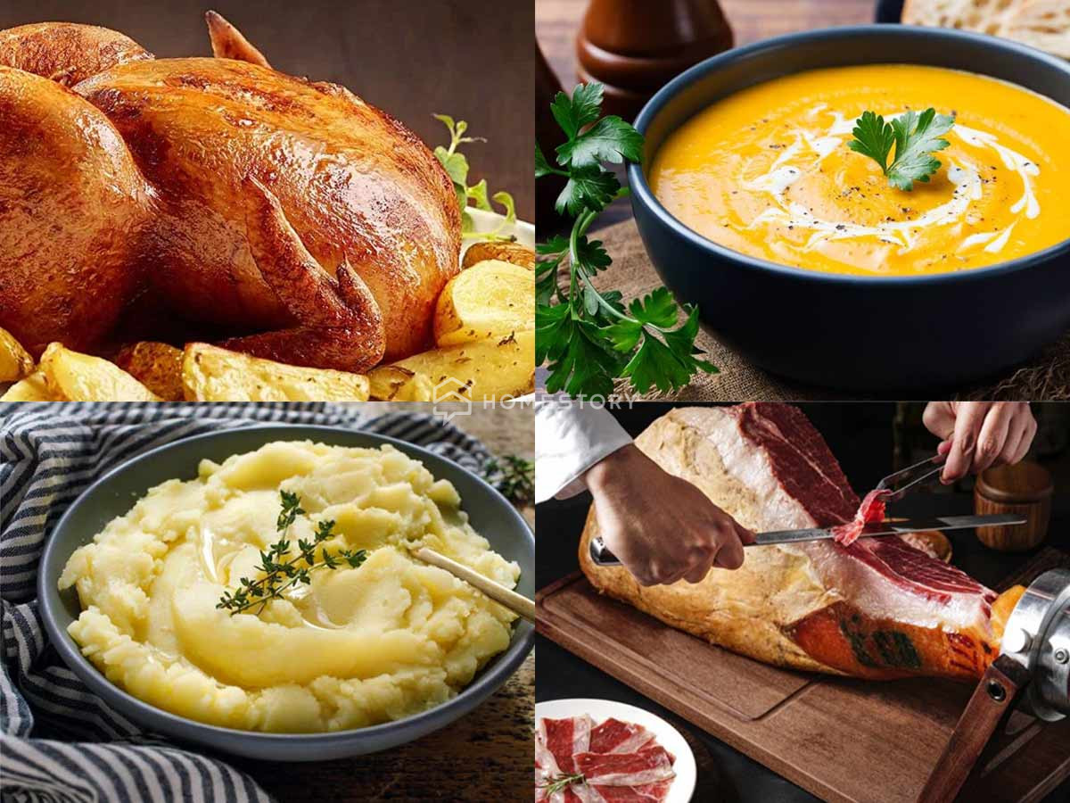 Những Món Ăn Giáng Sinh Hấp Dẫn: Gà Tây Nướng, Súp Bí Đỏ, Khaoi Tây Nghiền Và Ham