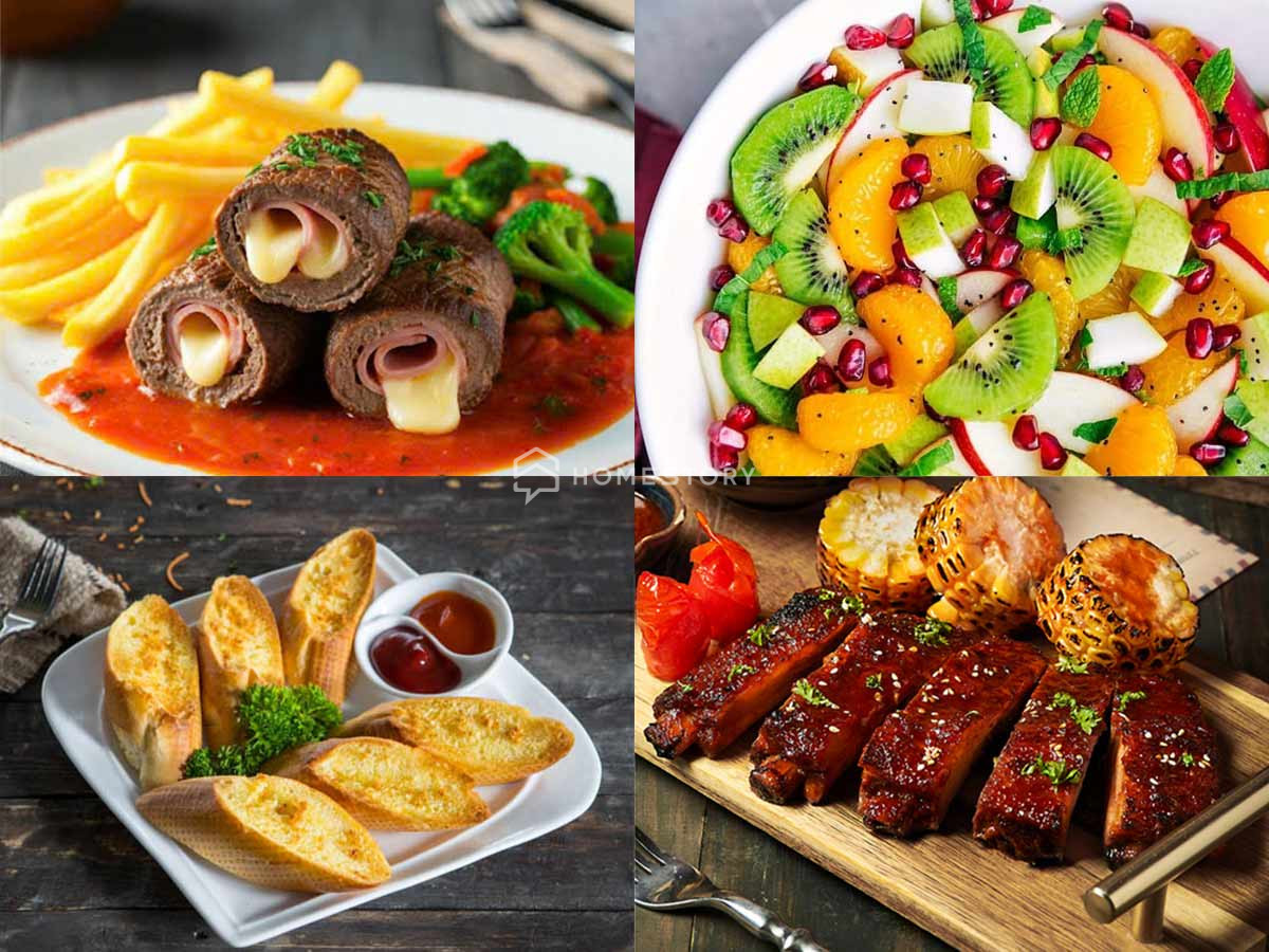 Các Món Ăn Giáng Sinh Ấn Tượng: Thịt Bò Cuộn Phô Mai, Sườn Bbq, Bánh Mì Nướng Và Salad Trái Cây