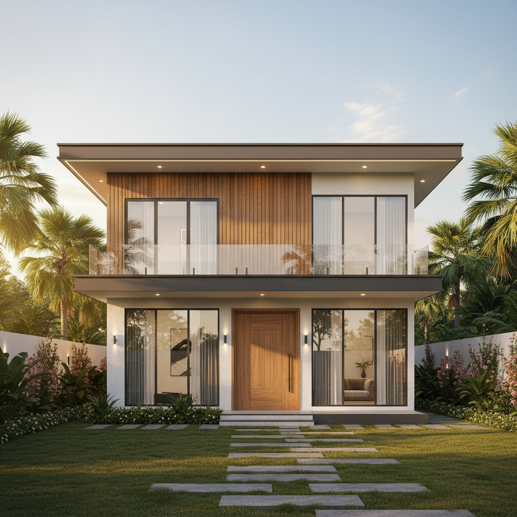 Mẫu Nhà Cấp 4 Hiện Đại 5X20 Có Gác Lửng
