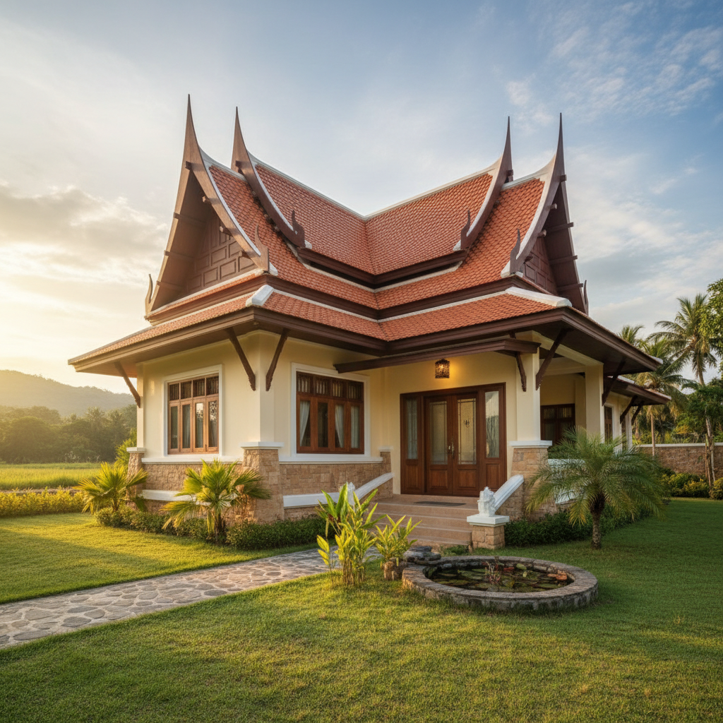 Mẫu Nhà Cấp 4 Mái Thái 5X15