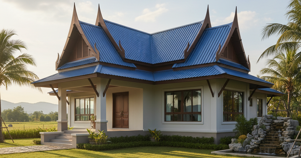 Mẫu Nhà Cấp 4 Mái Thái Lợp Tôn
